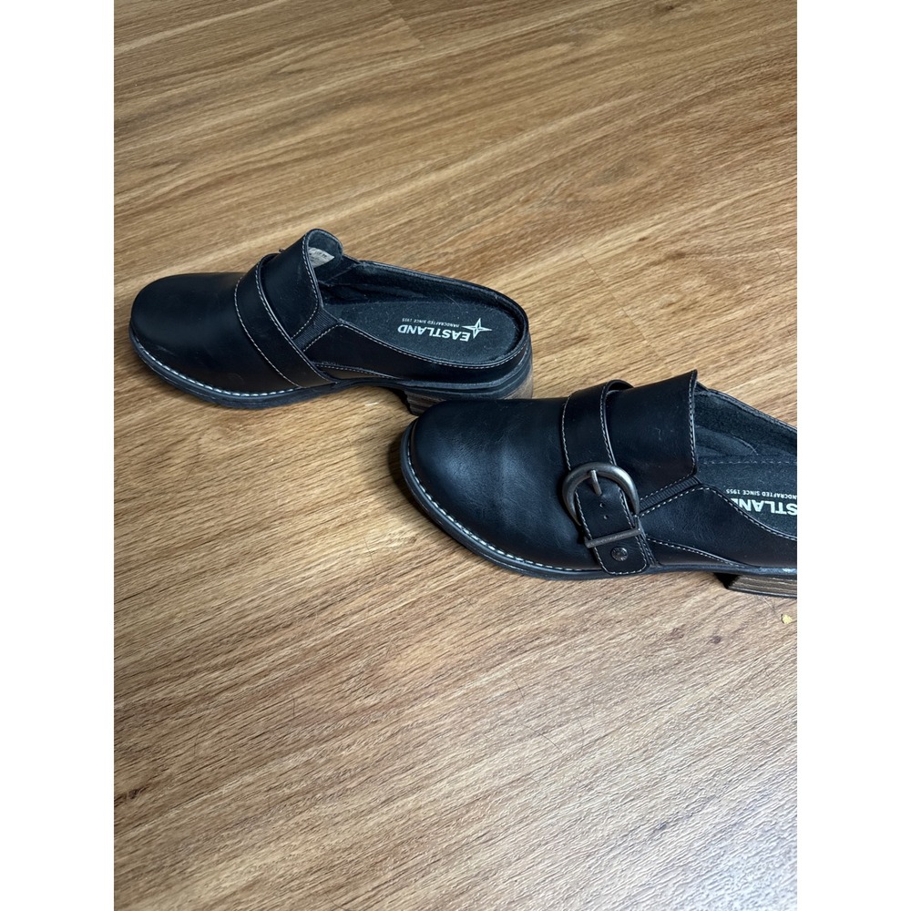 Eastland Erin Womens Black Leather Buckle Slip On Mules Clogs Size 8.5M - Picture 2 of 7